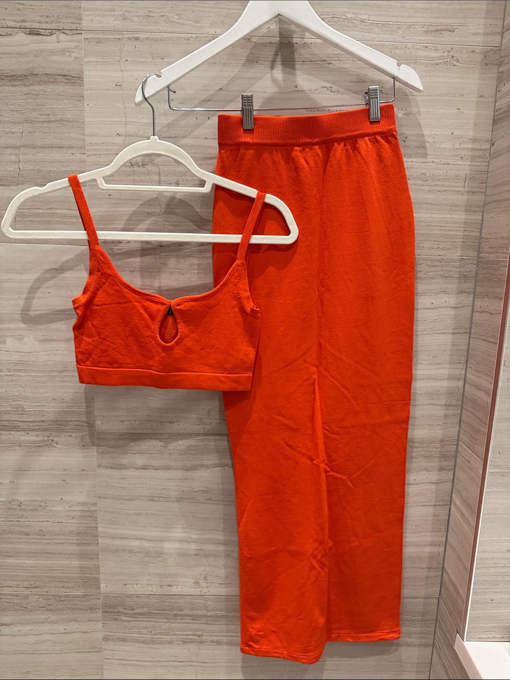 Red Knit Bralette & Skirt Set